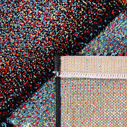 Colorful Living Room Rug Check Design with Squares Multicolor, Size: 3'11" x 5'7"