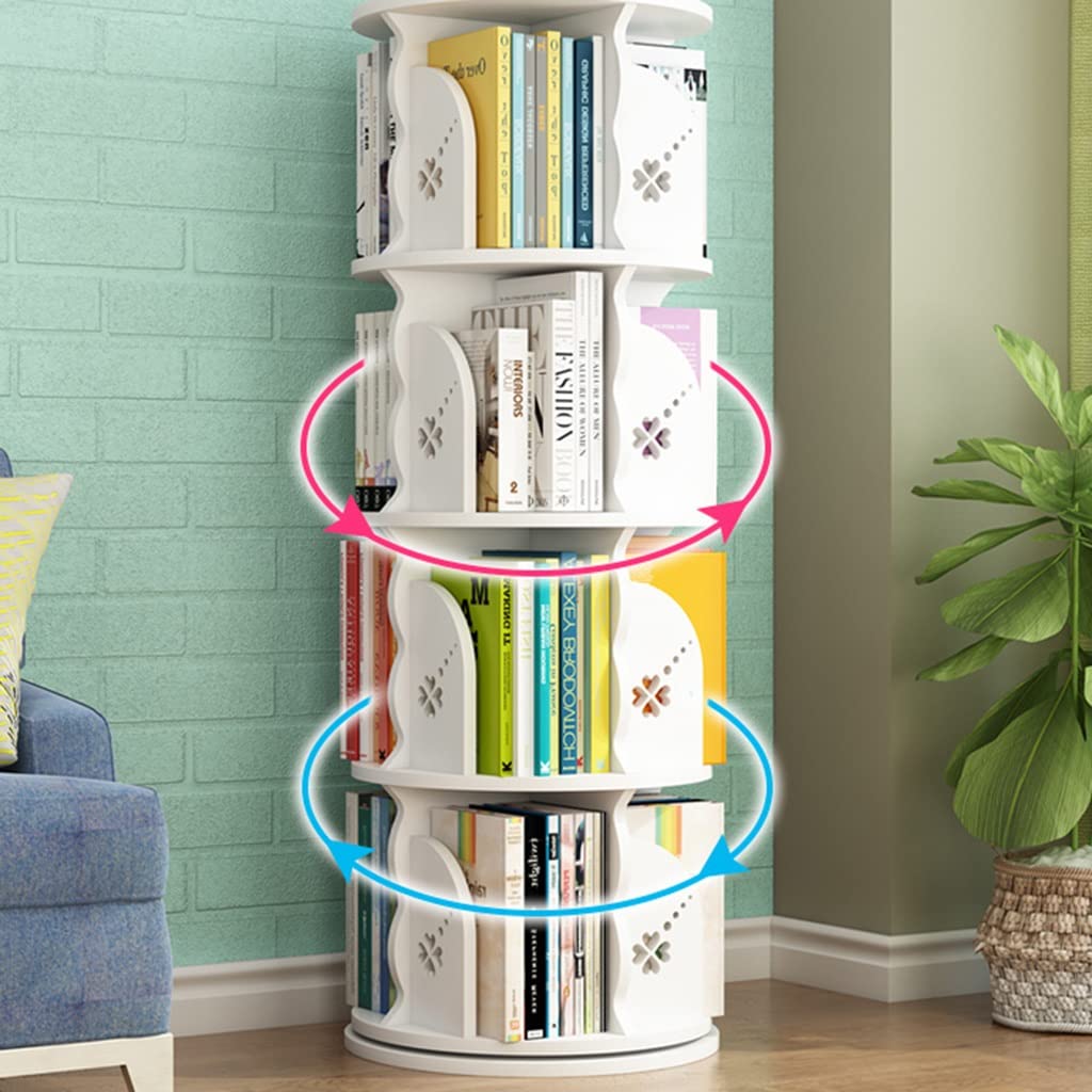 360° Rotating Bookcase,3-5 Tier DIY Bookshelf, Floor Standing Display Shelves, Cultivate Children's Reading Interest,Birthday Color : B, Size : 50.8 * 128cm(4 Tier)