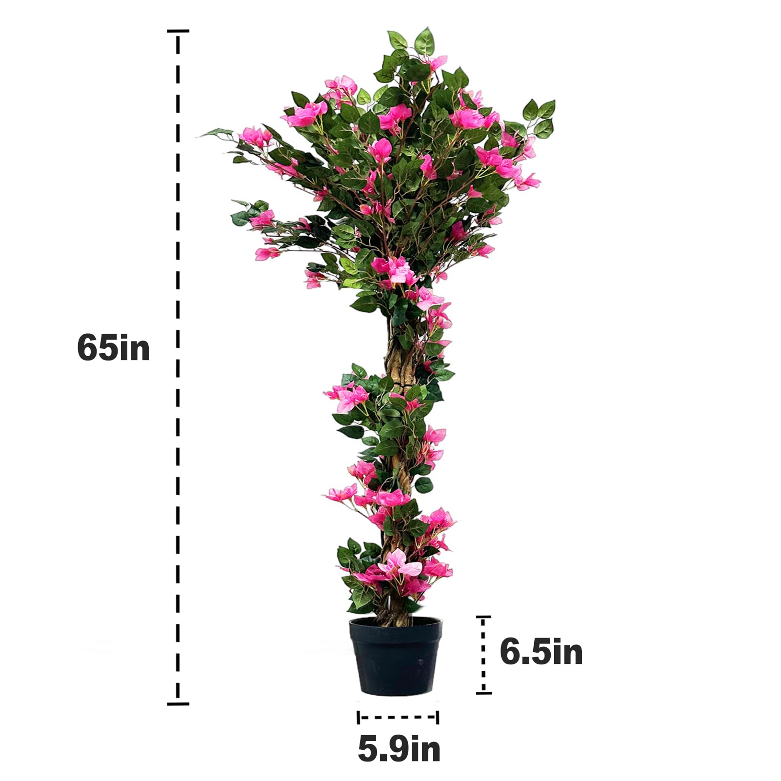 5.5 Feet Artificial Bougainvillea Tree Indoors Outdoors, Faux Flower Tree, Fake Blooming