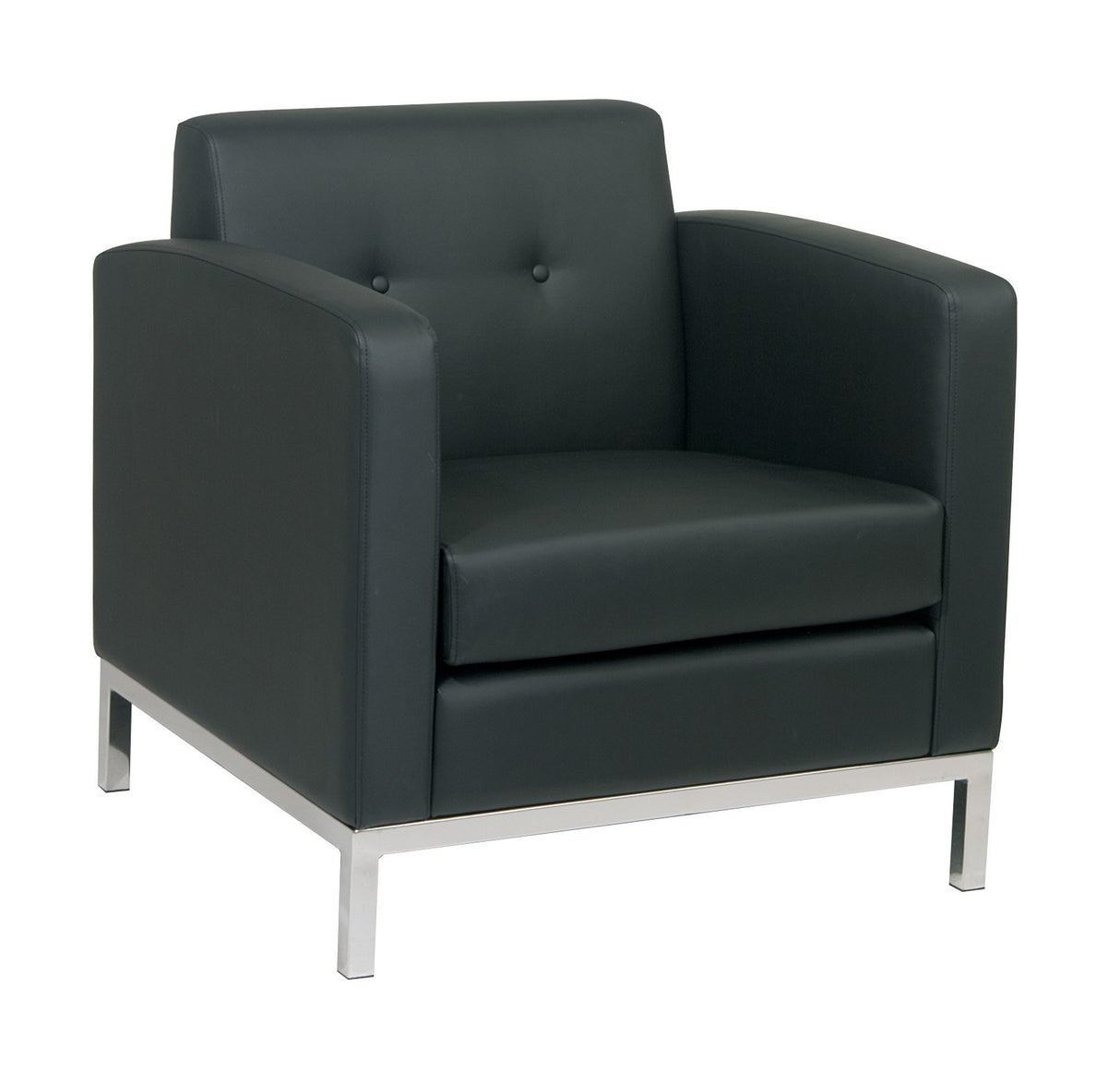 Wall Street Faux Leather Armchair with Box-Spring Cushion, Button Tufted Back