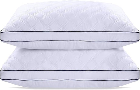 Bed Pillows for Sleeping - Pillows Queen Size Set of 2 - Hotel Quality Gusseted Down Alternative Pillows for Back, Stomach or Side Sleepers (Blue, 26x18)