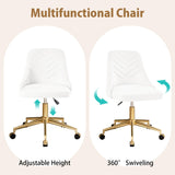 Velvet Vanity Desk Chair - Height Adjustable Swivel Office Chair with Gold Base