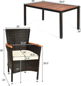 Garden Dining Set w/Acacia Wood Table Top, Stackable