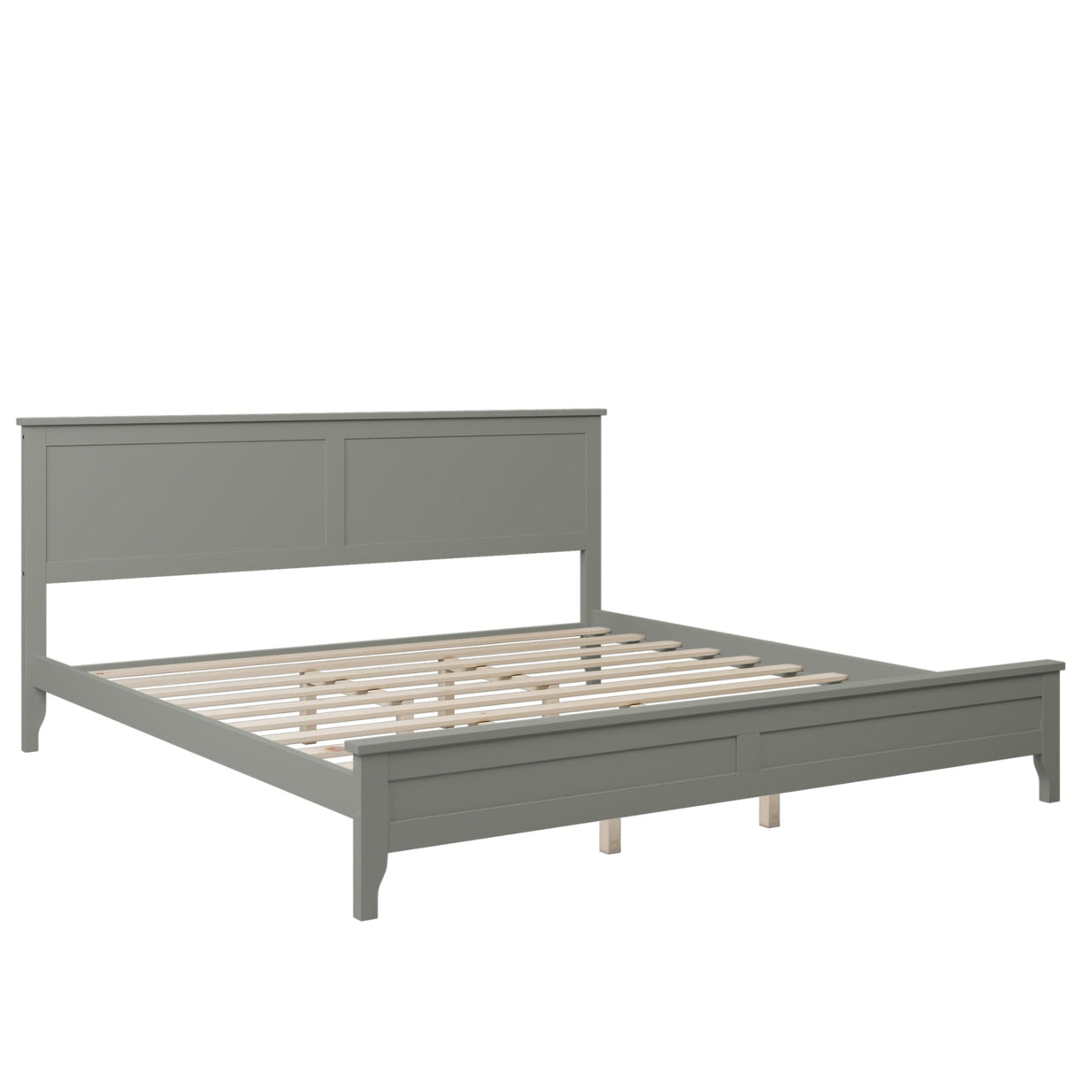 Gray Solid Wood Bed Platform with Stylish Tapered Legs and Durable Finish Gray - King