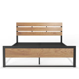 Full Size Bed Frame Steady Steel Platform with Wood Headboard/Footboard