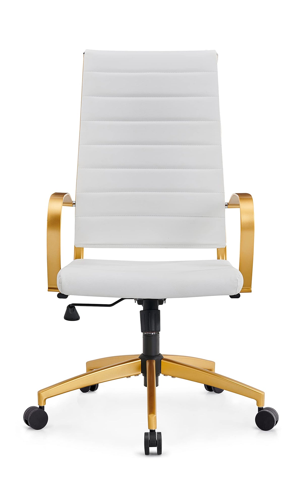 Modern Gold Office Desk Chair with Wheels and Arms - High Back Executive Chair
