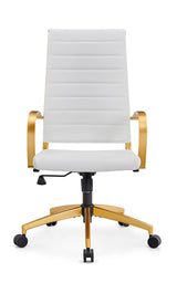 Modern Gold Office Desk Chair with Wheels and Arms - High Back Executive Chair