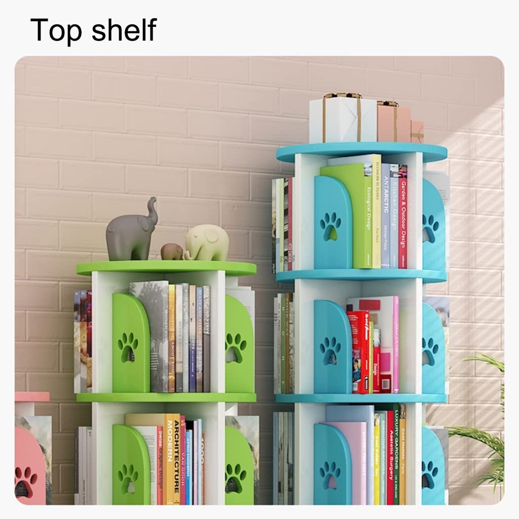 360° Rotating Bookshelf, Children's Floor-Standing Bookcase, Round Coffee Table