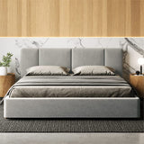 Venice Upholstered Platform Bed | Box Spring Not Required | (Grey Boucle, King Bed