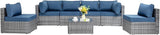 7 Pieces Outdoor Patio Sectional Sofa Couch, Silver Gray PE Wicker Furniture Conversation Sets