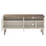 Windsor Modern TV Stand with Media Shelves and Solid Wood Legs, 53.54"