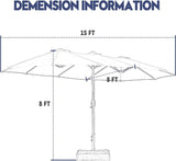 Patio Umbrella with Base Included, Rectangular Outdoor Double Sided Market Umbrella