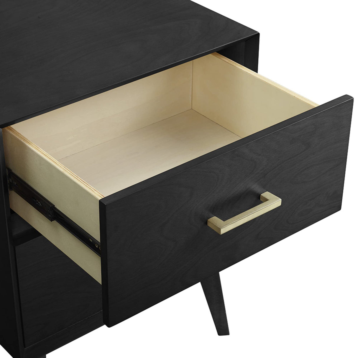 Metro Two Drawer Nightstand Bed Side Table, Black