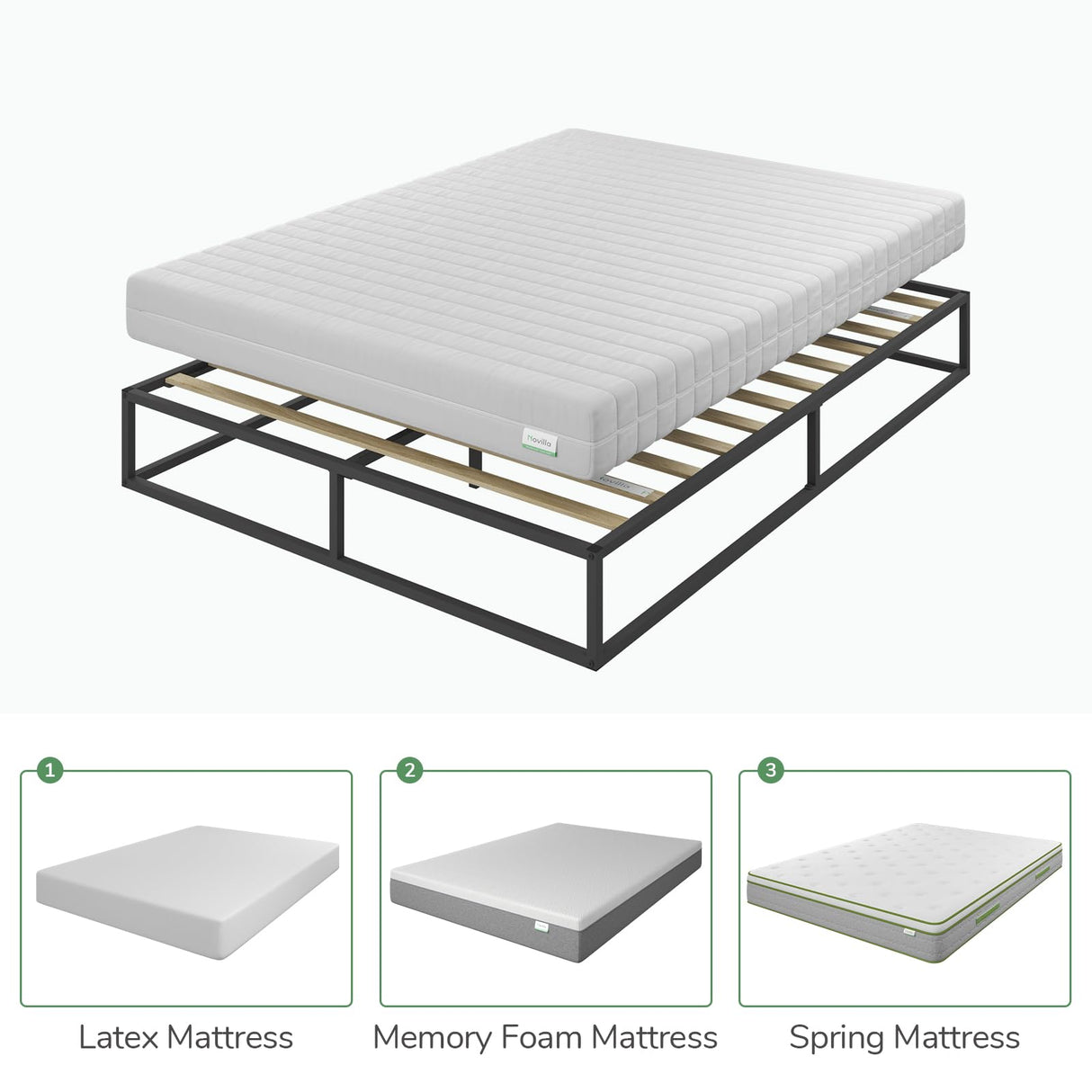 Metal Platform Bed Frame, Wood Slat Support, No Box Spring Needed, Easy Assembly