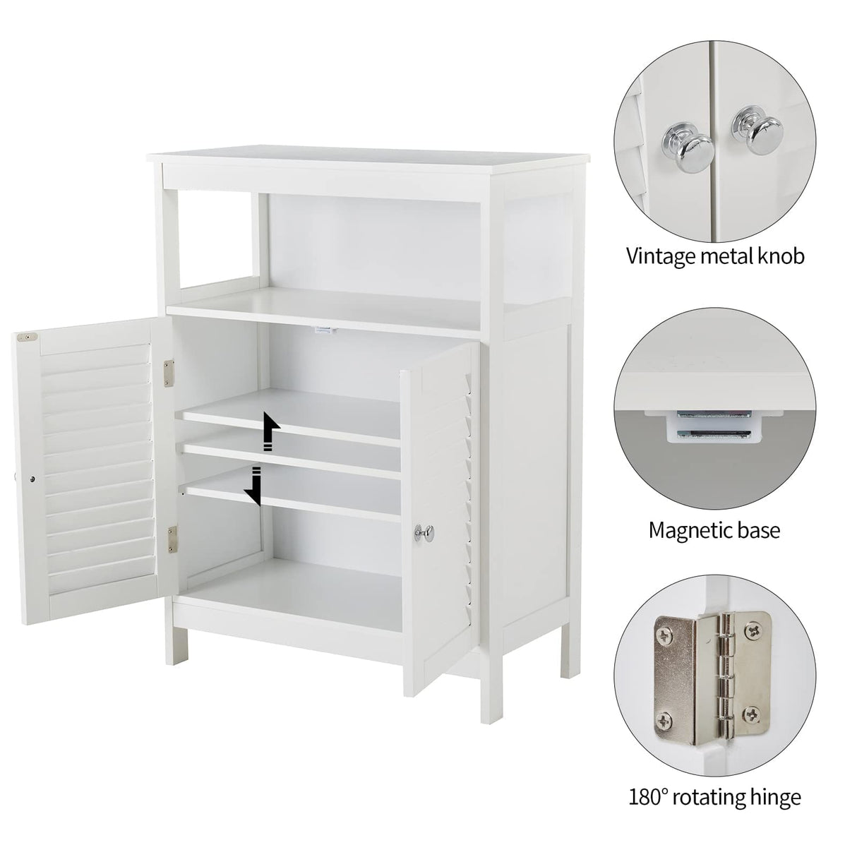 White Bathroom Storage Cabinet with 3 Drawers and Two Layers Cabinet,Small Cabinets