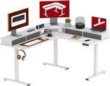 63" L Shaped Standing Desk with 3 Drawers, Height Adjustable Stand up Desk