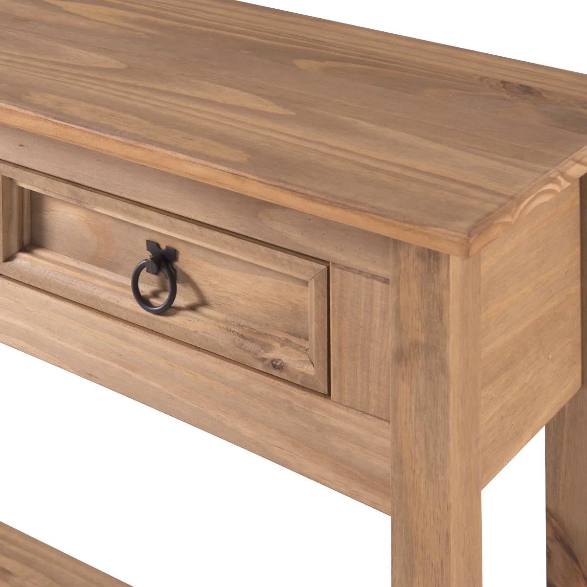 Solid Pine Hall Table Console with 3 Drawers - Corona Brown