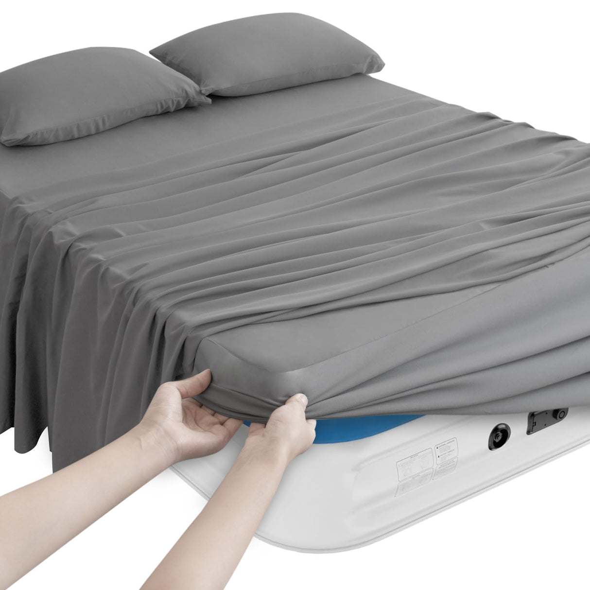 Queen Sheet Set for Air Mattress - 4 Piece Queen Sheets Set Deep Pocket Up to 24 Inches