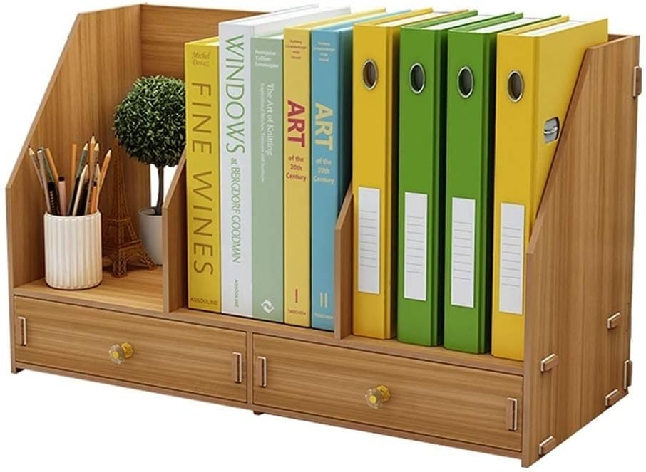 Bookshelf File Rack Simple Wooden Bookshelf Information Desktop Creative Office Multi-Layer Shelf