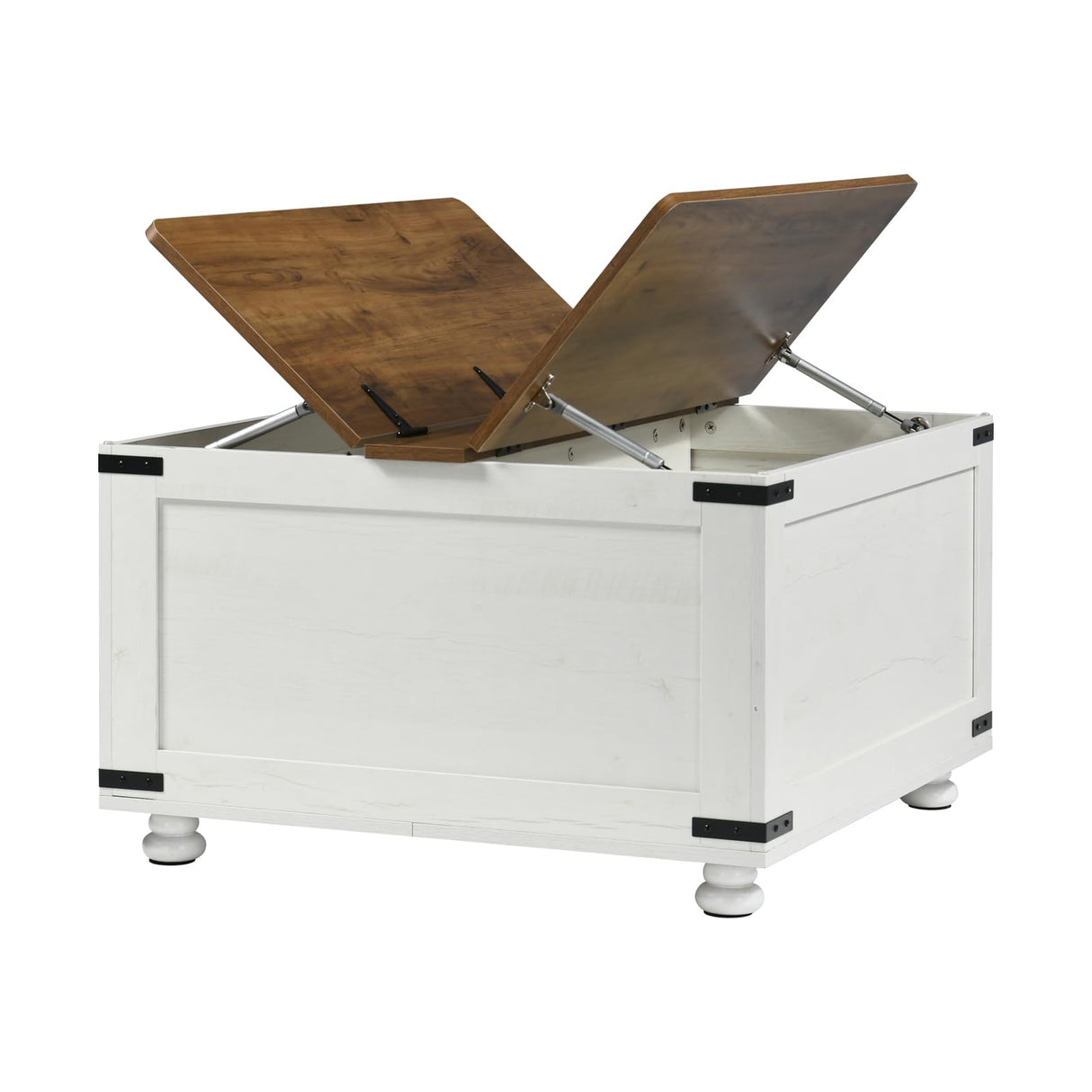 Farmhouse Coffee Table with Storage, White Square Coffee Table