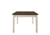 Fedele 2-Drawer Rectangular Wooden Dining Table in Weathered Oak and Cream