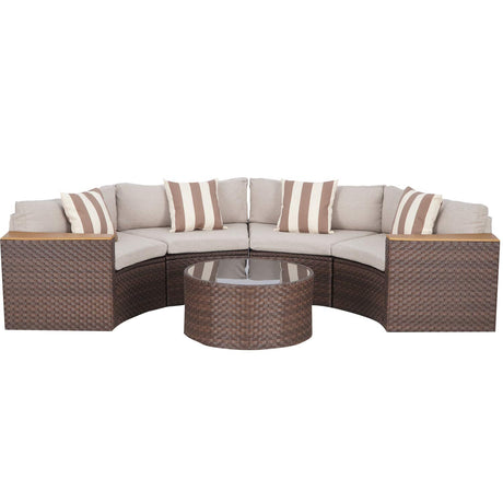 Outdoor Half Moon Patio Furniture 5-Piece Curved Outdoor Sofa, All-Weather Outdoor