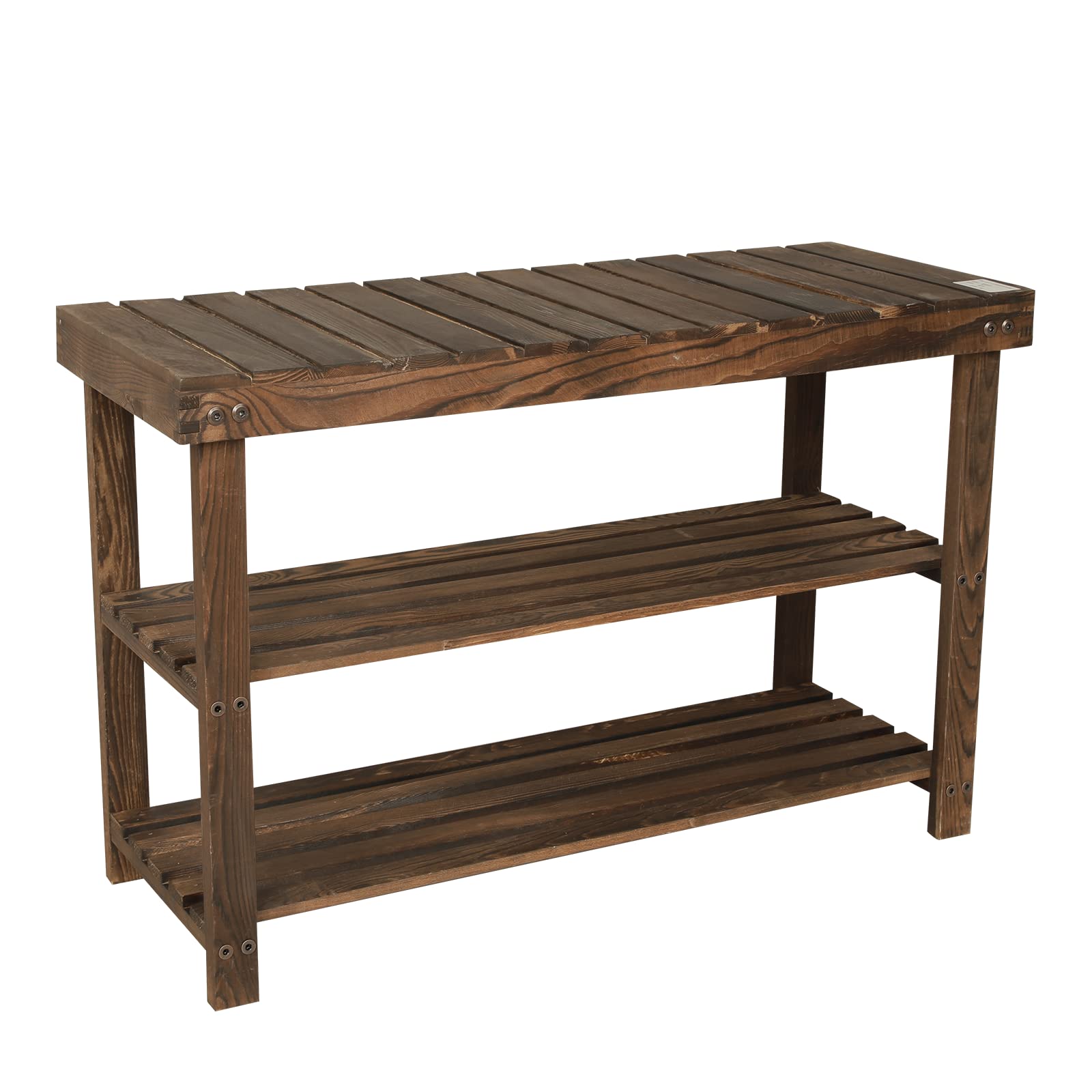 3-Tier Shoe Storage Bench, Brown, Wooden