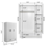 70.8" Tall Modern Armoire Wardrobe Closet Wooden with 2 Drawers 3 Doors Hanging