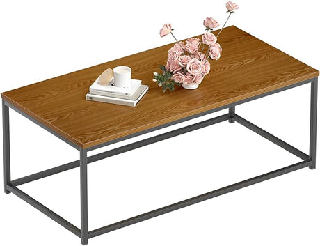 Modern Industrial Style Rectangular Coffee Table for Living Room