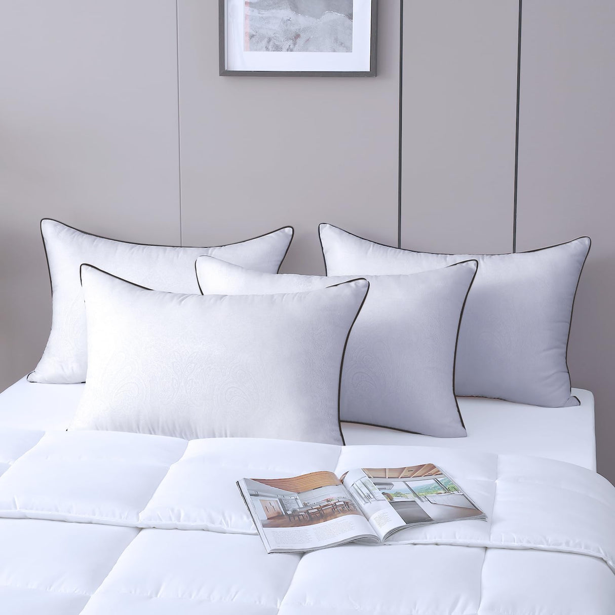 Bed Pillows Standard Size Set of 4, Cooling and Supportive Full Pillow 4 Pack