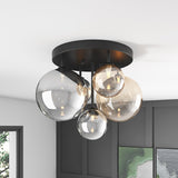 5-Light Semi Flush Mount Ceiling Light with Globe Glass Shade
