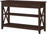 Key West Console Table with Drawers and Shelves in Washed Gray