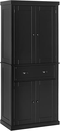 72" Kitchen Pantry Cabinet, Traditional Freestanding Storage Cabinet with 4 Doors