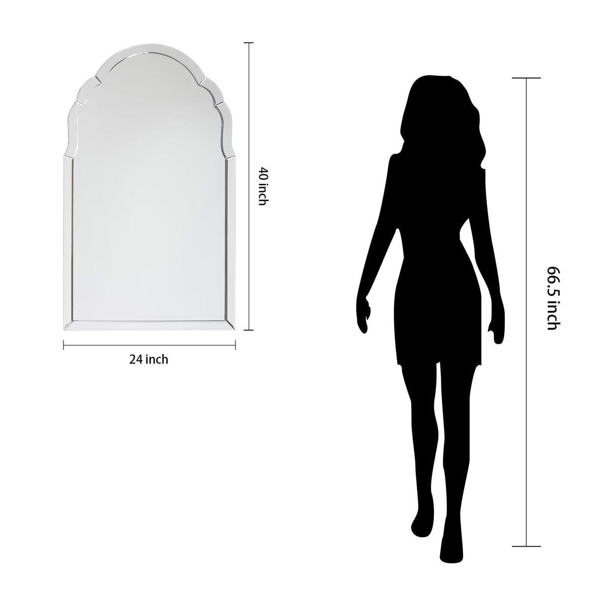 Empire Art Direct Elegant Arch Wall II Vanity, Bathroom, 1"-Beveled Center Mirror,Ready to Hang, 24" x 40", Clear