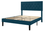 Full Size Bed Frame Upholstered Platform Bed with Adjustable Headboard, Button Tufted,