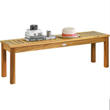 52 Inches Acacia Wood Outdoor Bench, Wood Bench for Dining Room Entryway Poolside