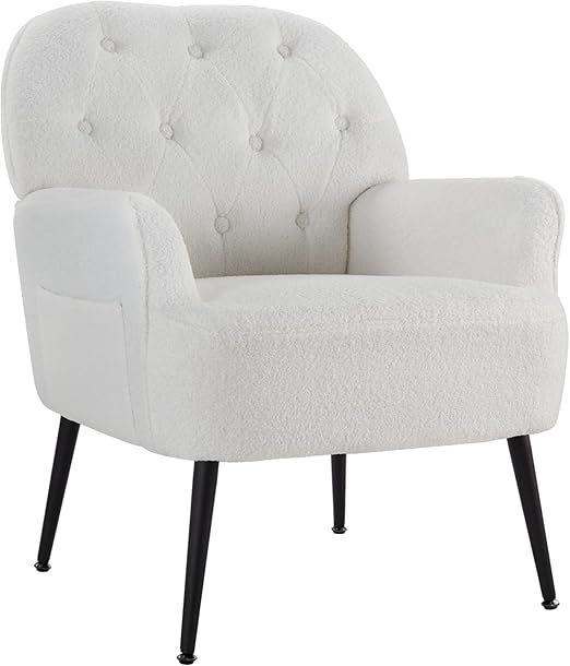 Accent Chair for Living Room, Button Velent Armchair, Single Sofa Chair with Arms