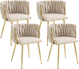 Velvet Dining Chairs Set of 4, Modern Upholstered Dining Chairs with Gold Metal Legs for