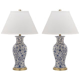 SAFAVIEH Lighting Collection Beijing Floral Blue/ White 29-inch Bedroom Living Room Home Office Desk Nightstand Table Lamp Set of 2 (LED Bulbs Included)