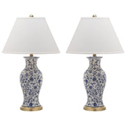 Beijing Floral Table Lamp Set - Blue & White Ceramic 29-Inch (Set of 2)