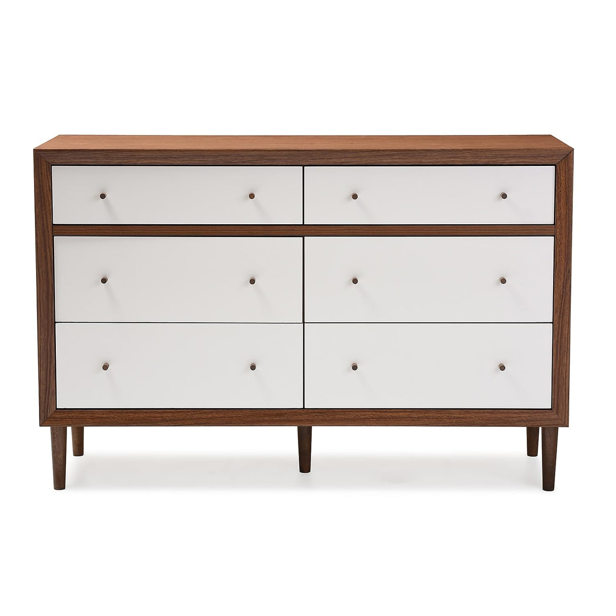 Harlow 35.69-inch High 6-Drawer Dresser, Walnut Brown and White (121-6781-HiT)