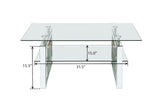 Mirrored Glass Coffee Table, Modern Side Coffee Table with Transparent Tempered Glass