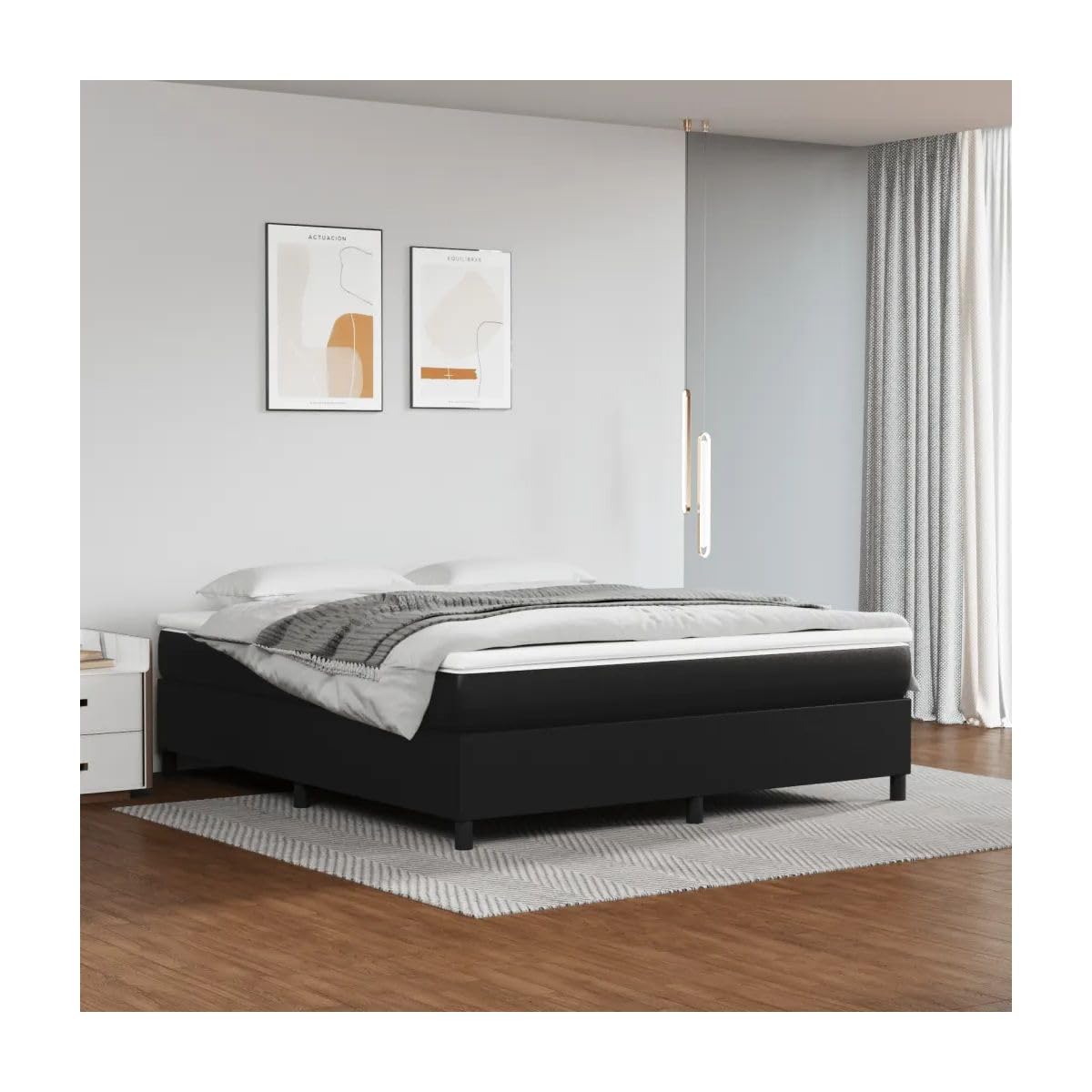 Bed Frame Black 72"X83.9" California King Faux Leather