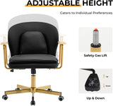 Leather Office Chair with Adjustable Swivel & Golden Legs