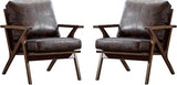 Mid Century Modern Chair, PU Leather Accent Chairs Set of 2, Armchair with Solid Wood