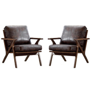 Modura PU Leather Accent Chairs – Set of 2 Mid-Century Armchairs