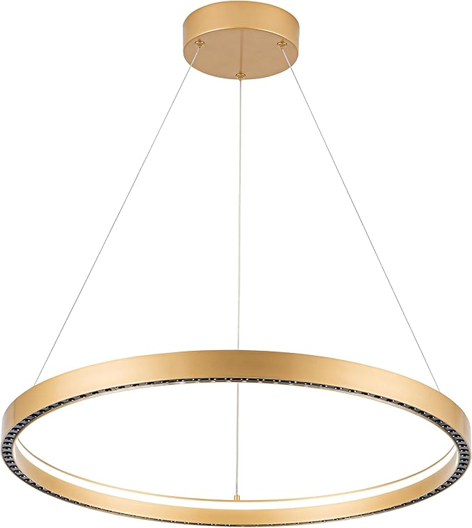 Modern Black Led Pendant Light,36W Dimmable LED Chandelier Lighting Fixture, 1 Ring