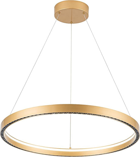 Modern Black Led Pendant Light,36W Dimmable LED Chandelier Lighting Fixture, 1 Ring