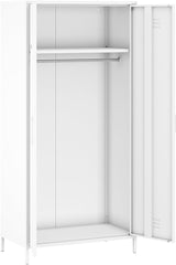 Metal Armoire, Wardrobe Closet Cabinet with Hanging Rod and Shelves for Bedroom