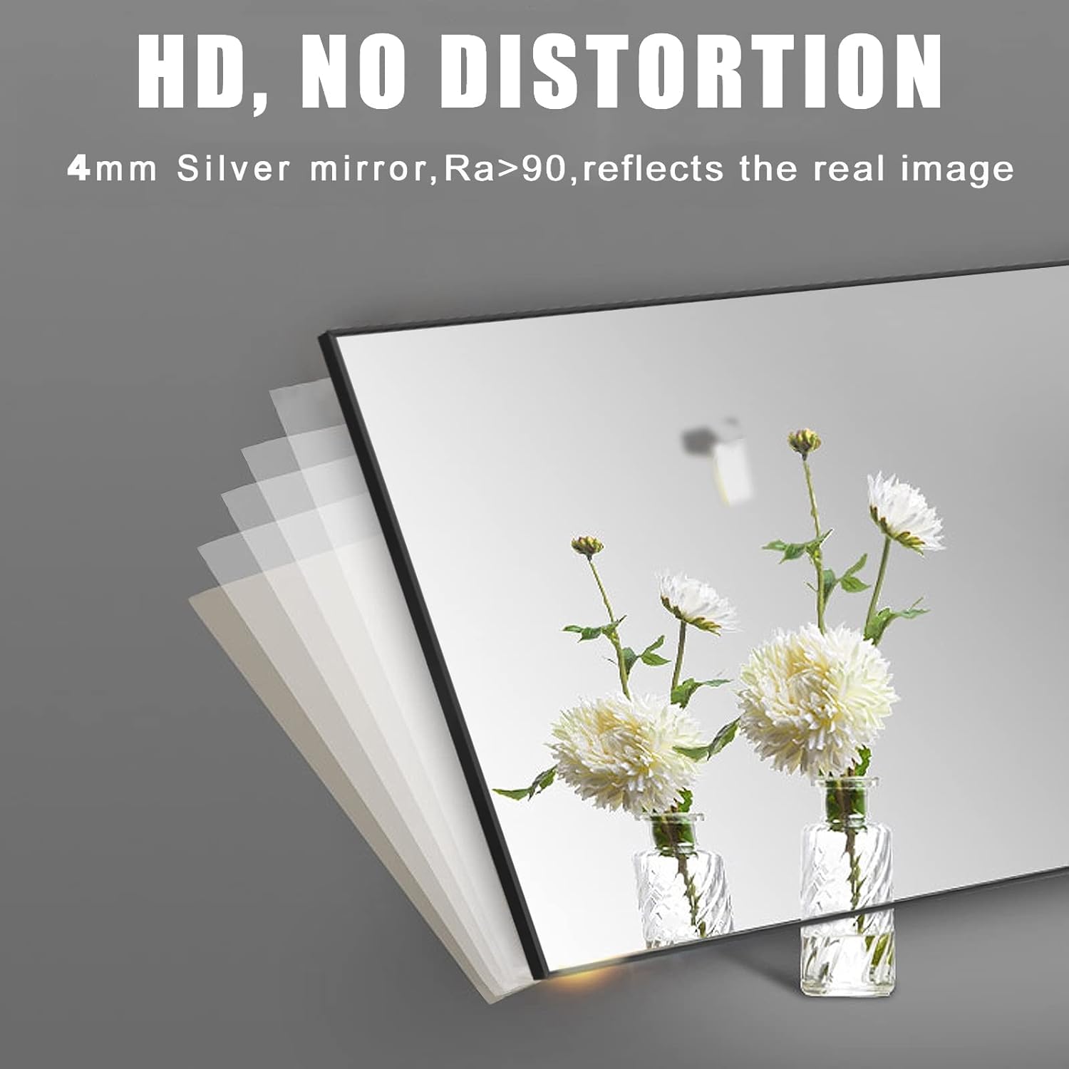 Large Mirror 32x48 Inch, Rectangle Bathroom Mirror, Black Metal Framed Mirror for Wall